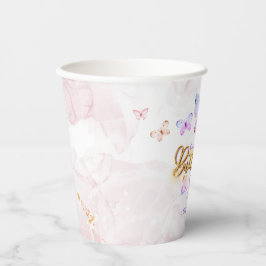 Vlinder Eerste Verjaardags Meisje 1e Roze Paarse Papieren Bekers