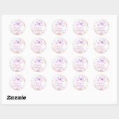 Vlinder Eerste Verjaardags Meisje 1e Roze Paarse Ronde Sticker (Vel)