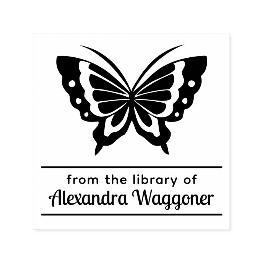 Vlinder “Eigendom van” Naam Monogram #1a Zelfinktende Stempel (Design)