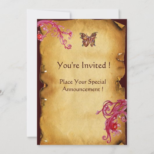 VLINDER ELEGANT TROUW PERKAMENT Initialen Kaart (Achterkant)