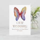 Vlinder, elegante bruiloft uitnodiging (Staand voorkant)
