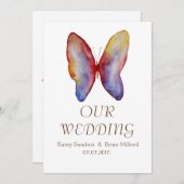 Vlinder, elegante bruiloft uitnodiging (Voorkant / Achterkant)