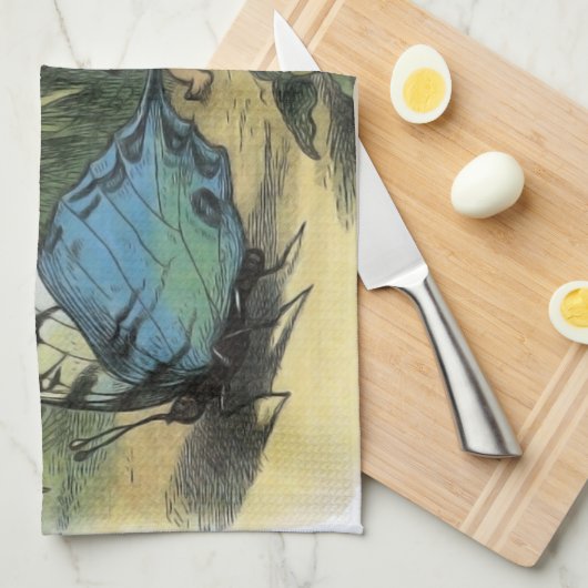 Vlinder Elf Artwork Leuke Elfen Vlinders Theedoek (Quarter Fold)