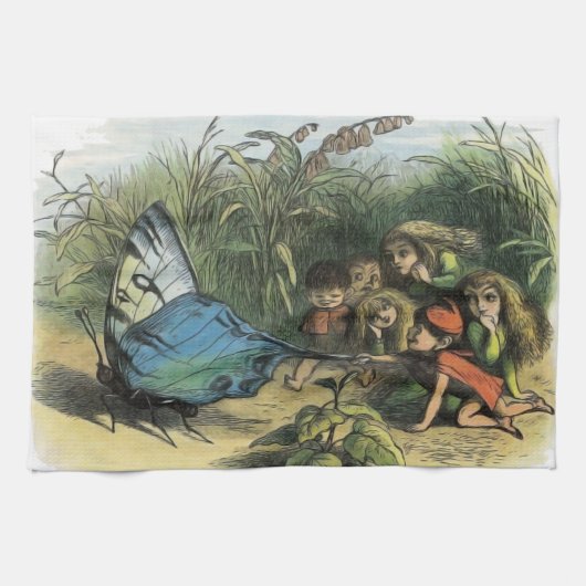 Vlinder Elf Artwork Leuke Elfen Vlinders Theedoek (Horizontaal)