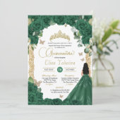 Vlinder Emerald Groen Goud Prinses Quinceanera Kaart (Staand voorkant)