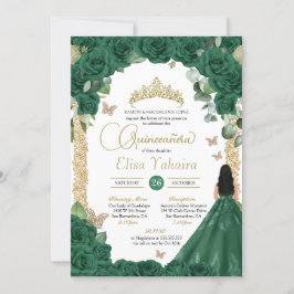 Vlinder Emerald Groen Goud Prinses Quinceanera Kaart