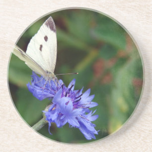 Vlinder en blauwe ventilator zandsteen onderzetter