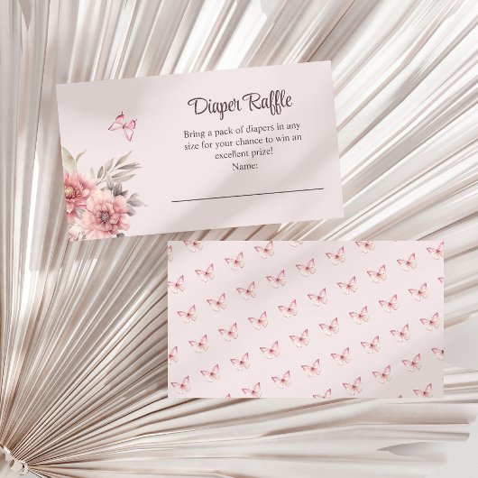 Vlinder en Bloem Baby shower Luier Raffle Informatiekaartje