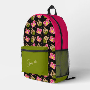 Vlinder en bloem bedrukte rugzak