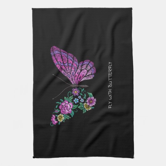 Vlinder en bloem bloemenvlinders vleugels uit theedoek (Verticaal)