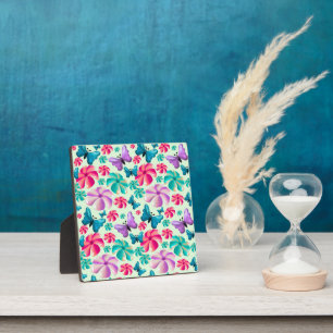 Vlinder en bloem esthetisch patroon fotoplaat