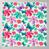 Vlinder en bloem esthetisch patroon poster (Voorkant)