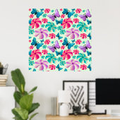 Vlinder en bloem esthetisch patroon poster (Thuiskantoor)