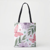 Vlinder en bloem met Natuur Canvas tas (Voorkant)
