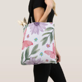 Vlinder en bloem met Natuur Canvas tas (Dichtbij)