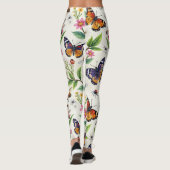 Vlinder en bloem naadloos patroon leggings (Achterkant)