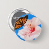 vlinder en bloem ronde button 5,7 cm (Voorkant /achterkant)