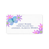 Vlinder en bloemen Adres Stickers (Voorkant)