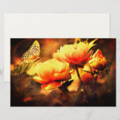  vlinder en bloemen briefpapier (Voorkant / Achterkant)