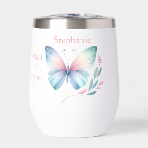 Vlinder en bloemen bruidsmeisje wijn Tumbler