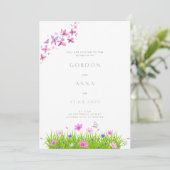 Vlinder en bloemen bruiloft uitnodigingen (Staand voorkant)