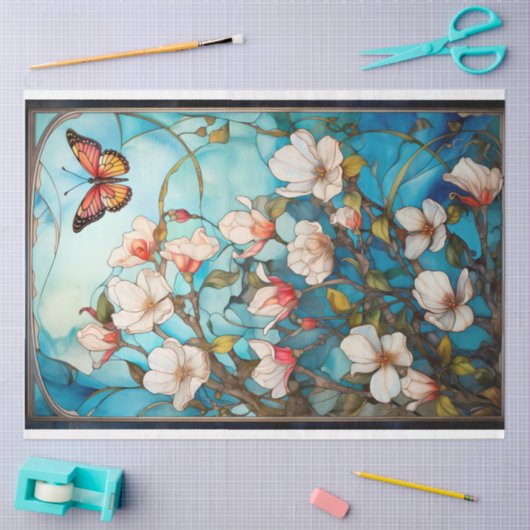 Vlinder en Bloemen Découpage Tissue Paper Tissuepapier (Craft)