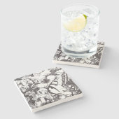 Vlinder en bloemen Detail Stenen Onderzetters (Zijkant)