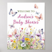 Vlinder en Bloemen Feestbord Poster (Voorkant)