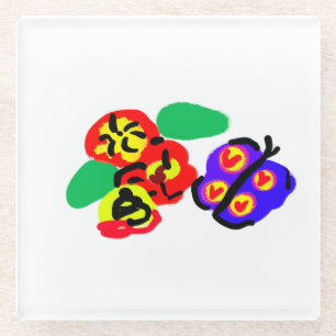 Vlinder en bloemen glazen onderzetter