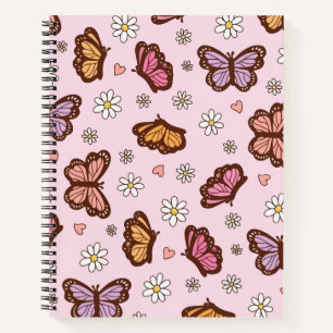 Vlinder en bloemen naadloos patroon notitieboek