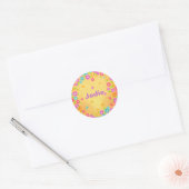 Vlinder en bloemen naam ronde sticker (Envelop)