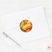 vlinder en bloemen ronde sticker (Envelop)