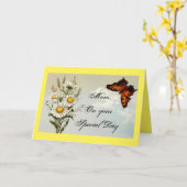 vlinder en bloemen verjaardag kaart (Gele Bloem)