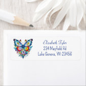 Vlinder en bloemenhart etiket (Insitu)