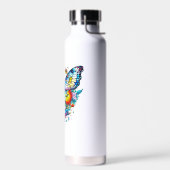 Vlinder en bloemenhart gepersonaliseerd waterfles (Links)