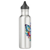 Vlinder en bloemenhart gepersonaliseerd waterfles  (Links)