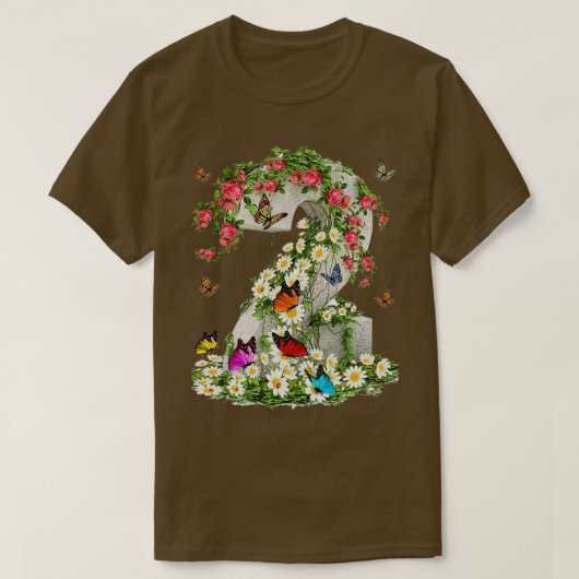 vlinder en bloemmappapier t-shirt (Design voorkant)