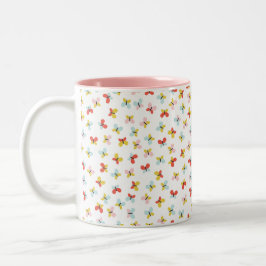 Vlinder En Bloemmotief Tweekleurige Koffiemok