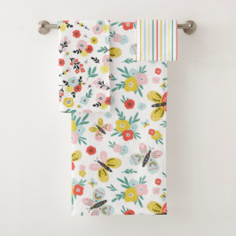 Vlinder- en bloempatroon bad handdoek