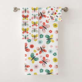 Vlinder- en bloempatroon bad handdoek