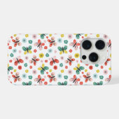Vlinder- en bloempatroon iPhone hoesje (Achterkant horizontaal)