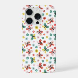 Vlinder- en bloempatroon iPhone 15 pro case