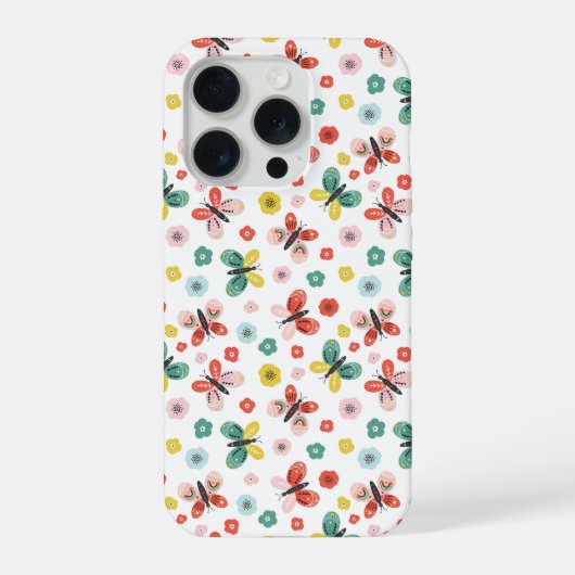 Vlinder- en bloempatroon iPhone hoesje (Achterkant)