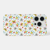 Vlinder- en bloempatroon  iPhone hoesje (Achterkant horizontaal)