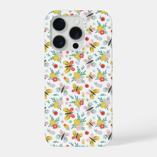 Vlinder- en bloempatroon  iPhone hoesje (Achterkant)
