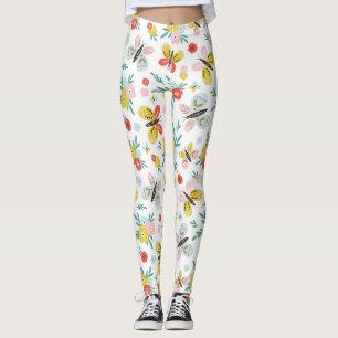 Vlinder- en bloempatroon leggings