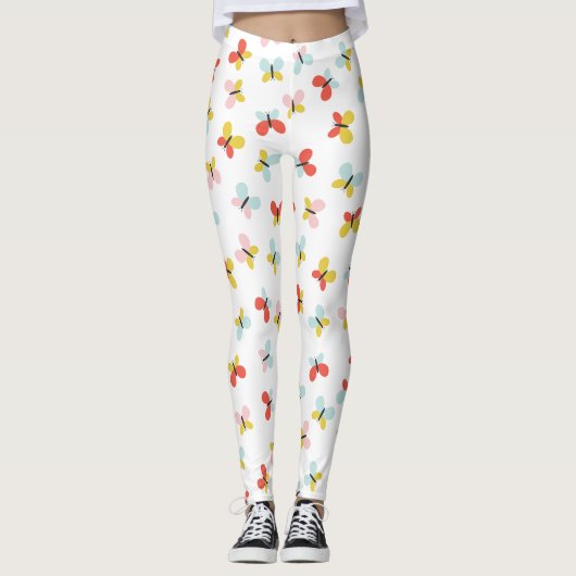 Vlinder- en bloempatroon leggings (Voorkant)