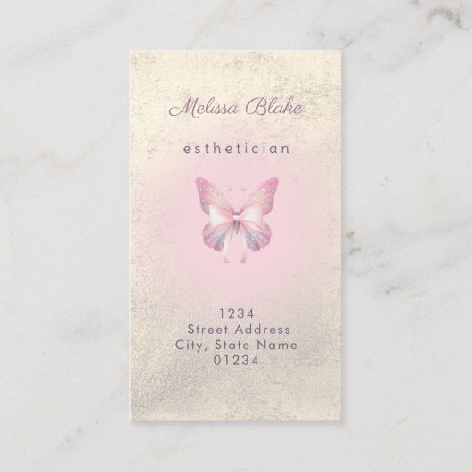 Vlinder en boog logo visitekaartje (Achterkant)