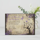 Vlinder en Boom Vintage bruiloft uitnodiging (Staand voorkant)