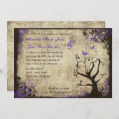 Vlinder en Boom Vintage bruiloft uitnodiging (Voorkant / Achterkant)